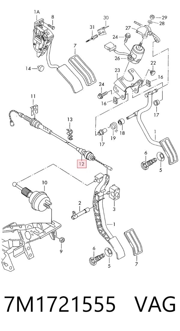 Linka gazu 7M1721555 VAG