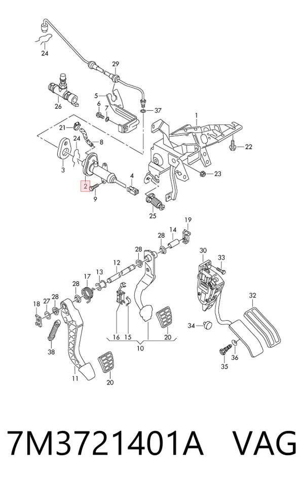 Cylinder sprzęgła główny 7M3721401A VAG