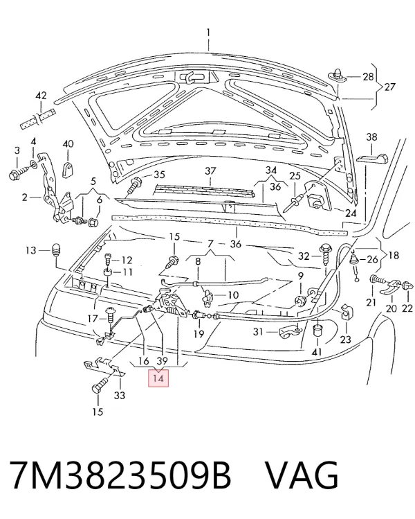 Zamek maski Volkswagen Sharan I