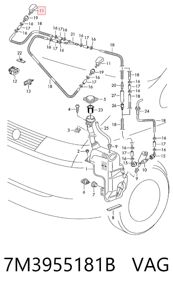 Dysza spryskiwacza szyby przedniej 7M3955181B VAG