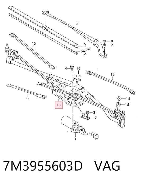Mechanizm wycieraczek 7M3955603D VAG