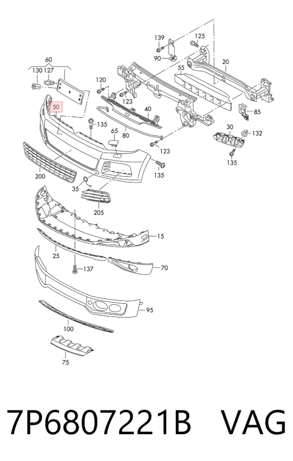 Zderzak przedni 7P6807221B VAG