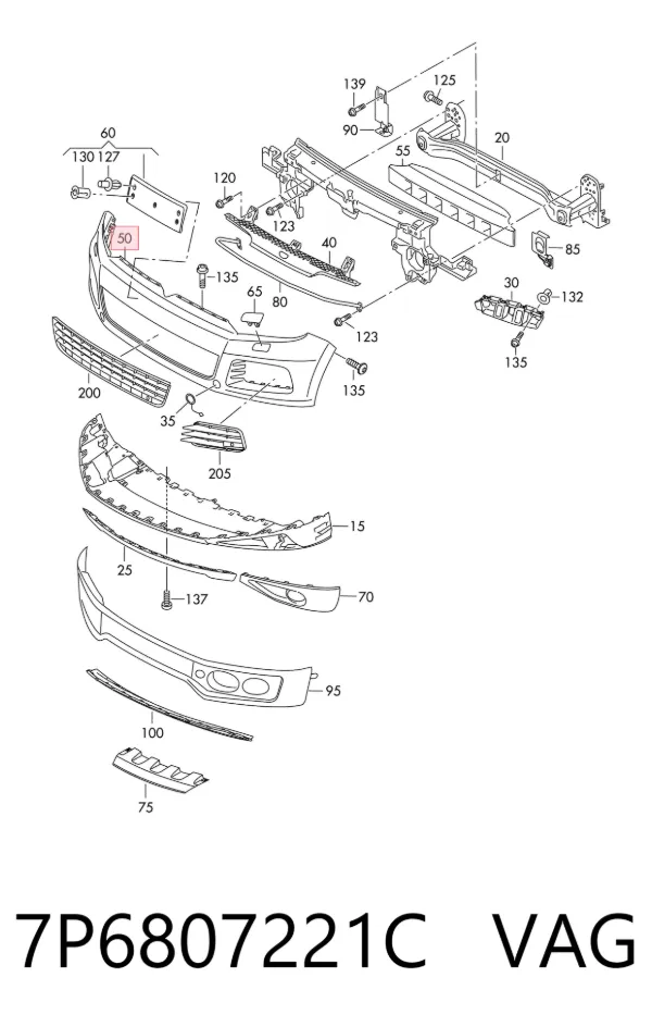 Zderzak przedni 7P6807221C VAG
