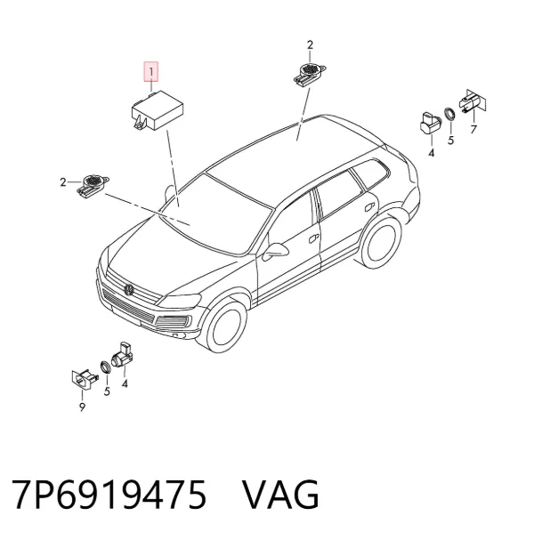 Sterownik czujnika parkowania 7P6919475 VAG