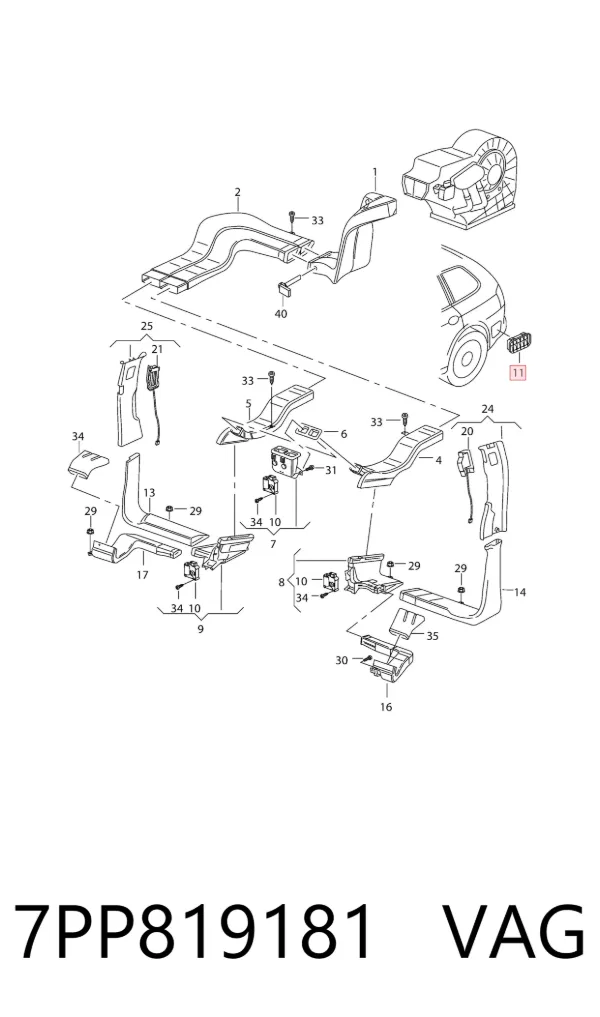 Kratka wentylacyjna tylna 7PP819181 VAG