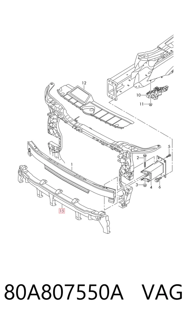 Absorber (wypełniacz) zderzaka przedniego 80A807550A VAG
