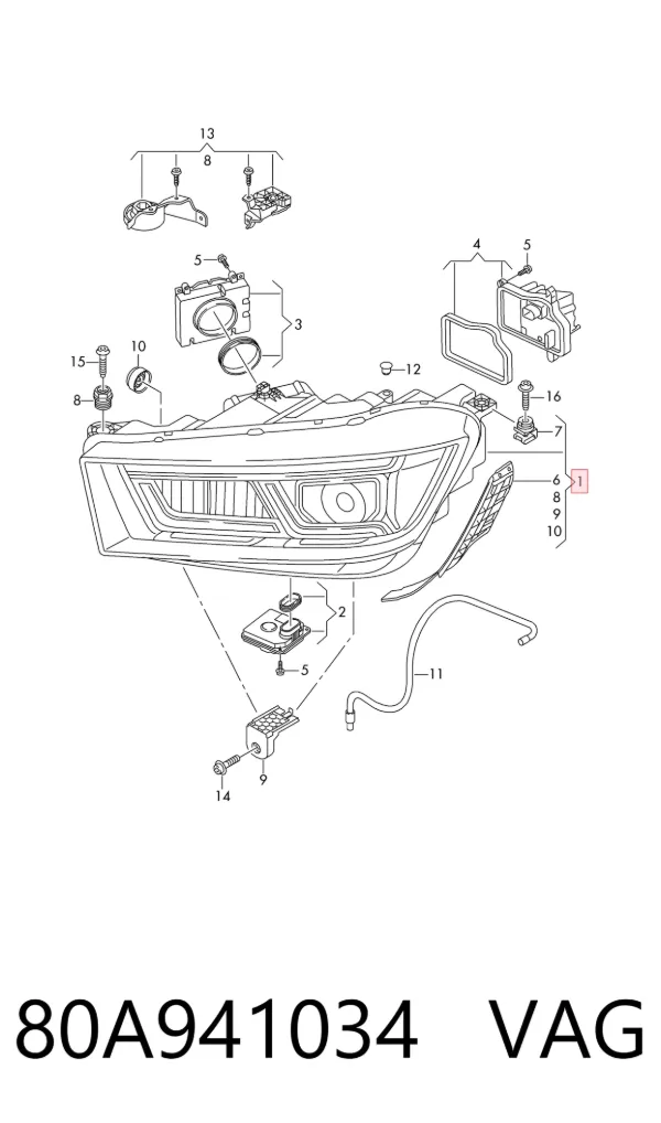 Reflektor prawy 80A941034 VAG
