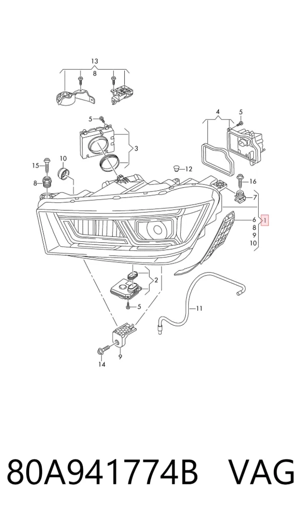Reflektor prawy 80A941774B VAG