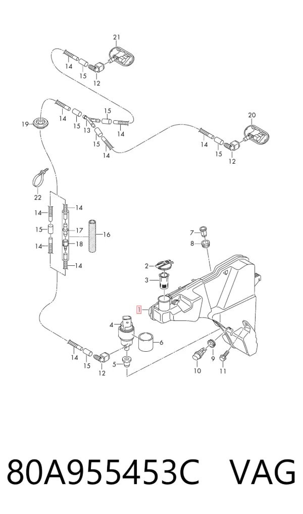 Zbiorniczek spryskiwacza szyb 80A955453C VAG