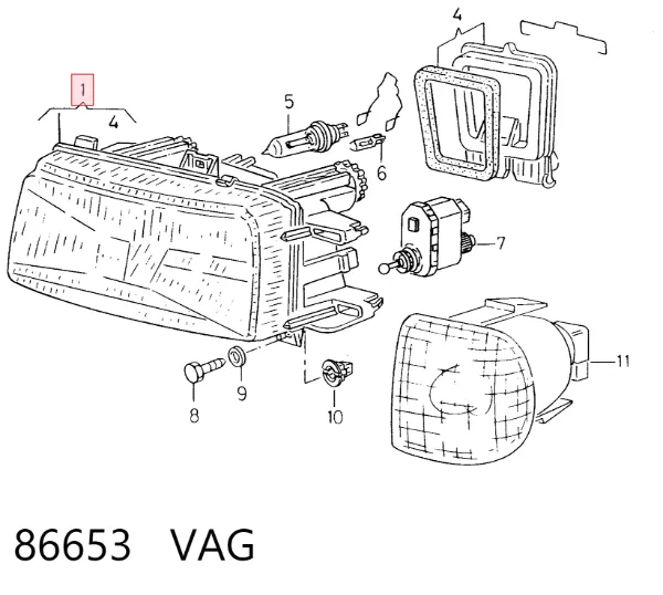 Reflektor lewy 86653 VAG