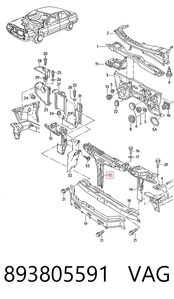 Osłona chłodnicy kompletna (panel mocowania reflektorów) Audi 80 B3