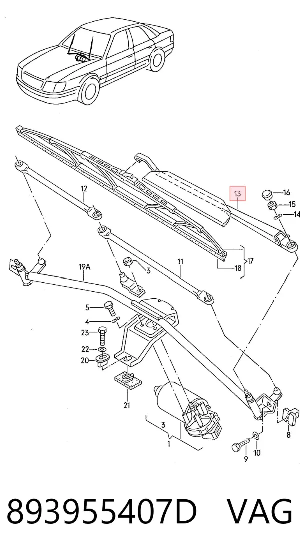 Ramię wycieraczki szyby przedniej Audi 80 B3