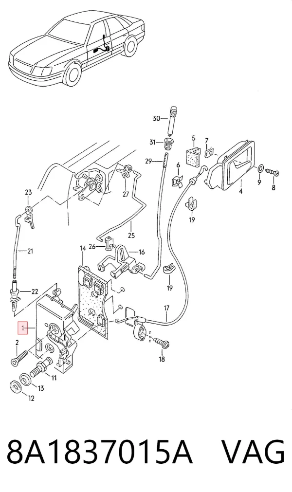 Zamek drzwi przednich lewych Audi 80 B3