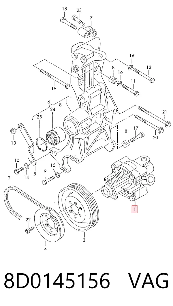 Pompa wspomagania hydraulicznego kierownicy 8D0145156 VAG