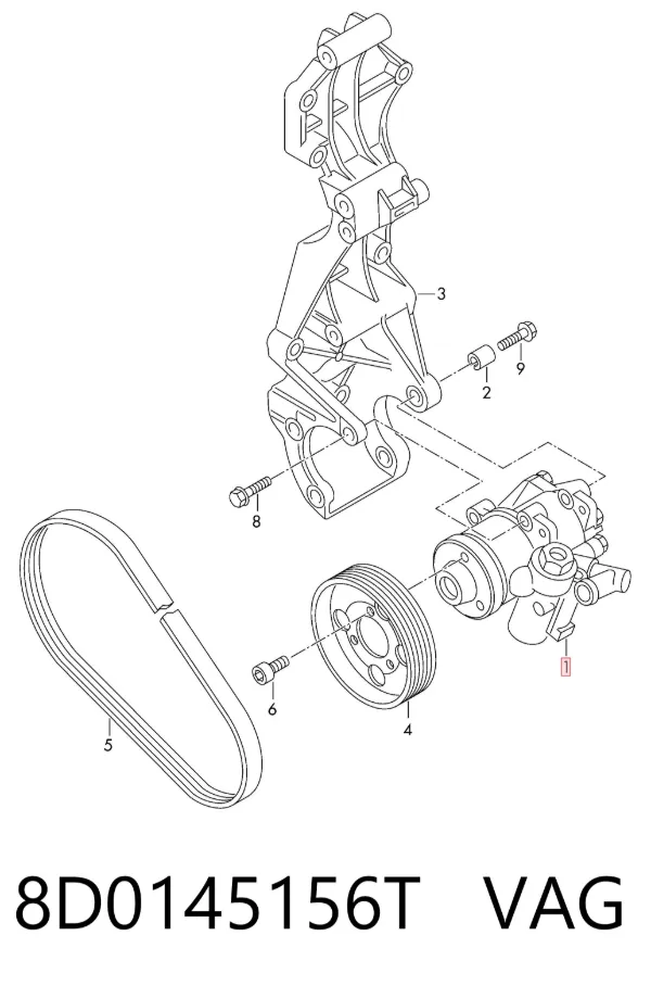 Pompa wspomagania hydraulicznego kierownicy 8D0145156T VAG
