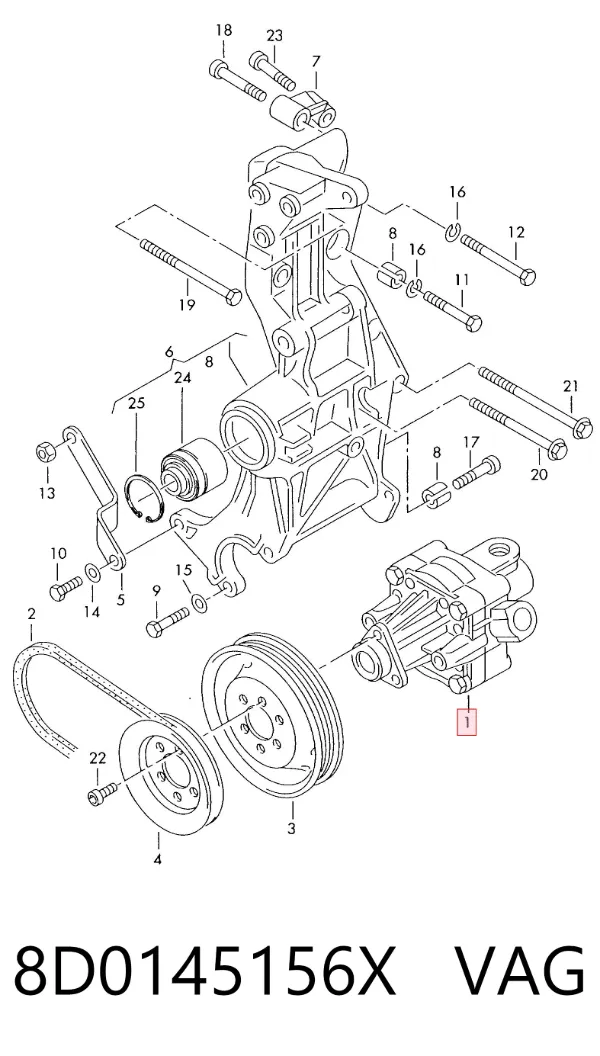 Pompa wspomagania hydraulicznego kierownicy 8D0145156X VAG