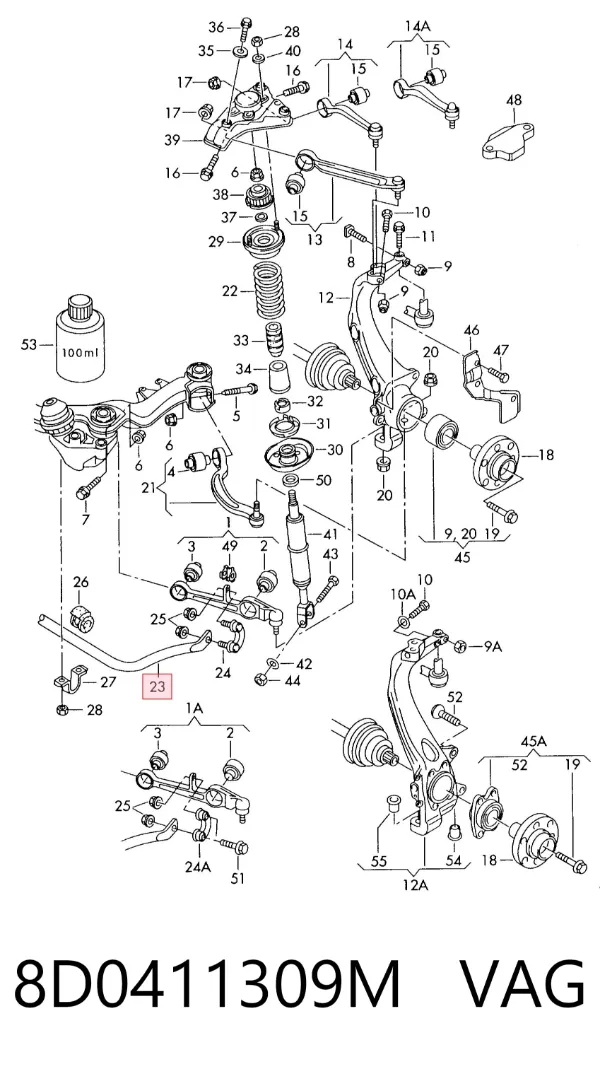 Stabilizator przedni 8D0411309M VAG