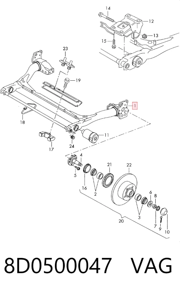 Korpus osi tylnej 8D0500047 VAG