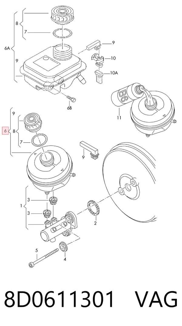 Zbiorniczek głównego cylindra hamulcowego (płynu hamulcowego) 8D0611301 VAG