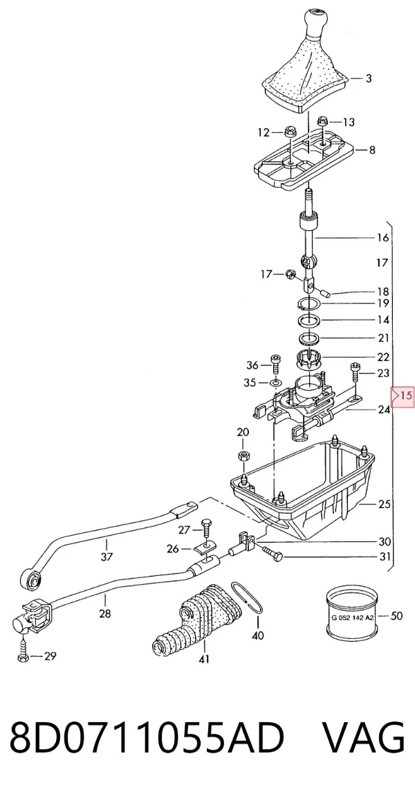 Mechanizm zmiany biegów (cięgno) 8D0711055AD VAG