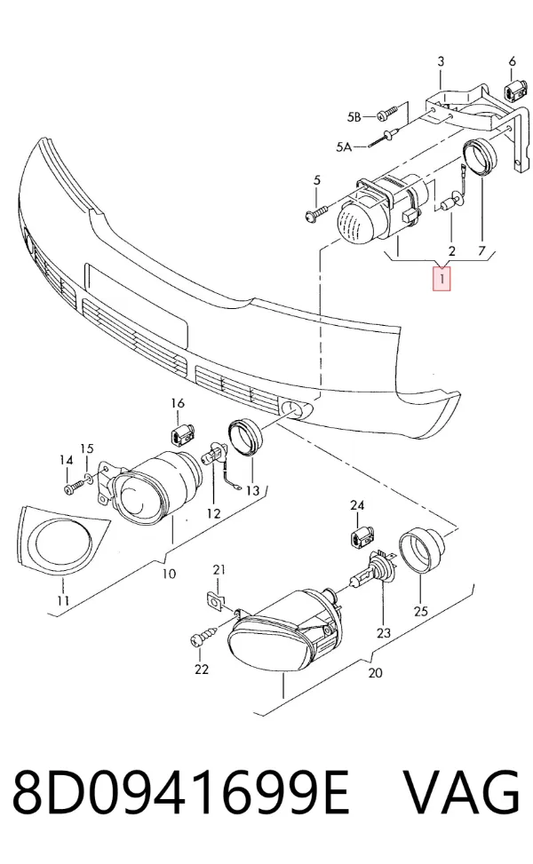 Lampa przeciwmgielna lewa 8D0941699E VAG