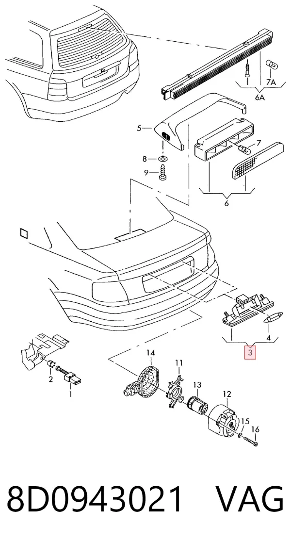Lampa oświetlenia tylnej tablicy rejestracyjnej Audi A4 B5