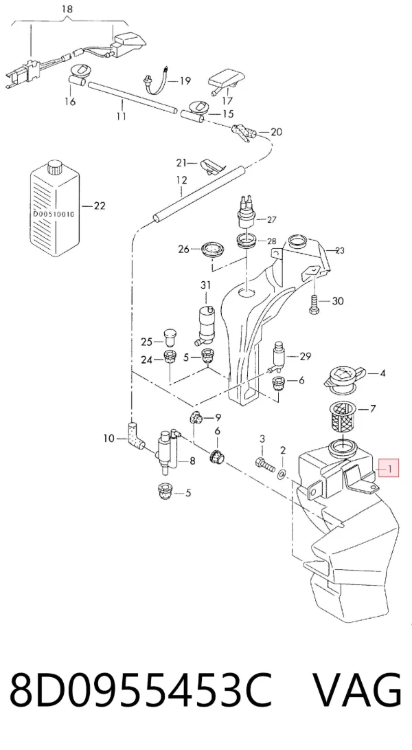 Zbiorniczek spryskiwacza szyb Audi A4 B5