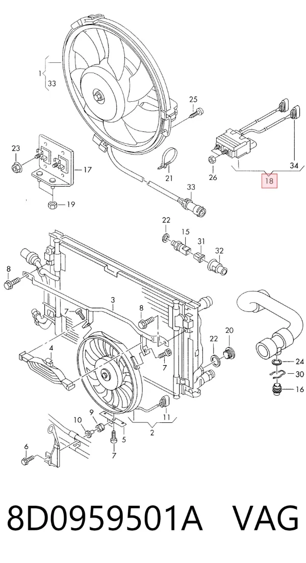 Regulator obrotów wentylatora (sterownik) 8D0959501A VAG