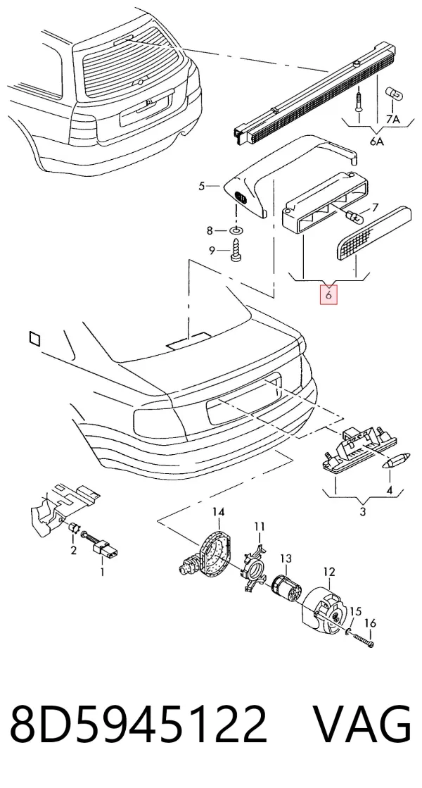 Lampa stop tylna dodatkowa Audi A4 B5