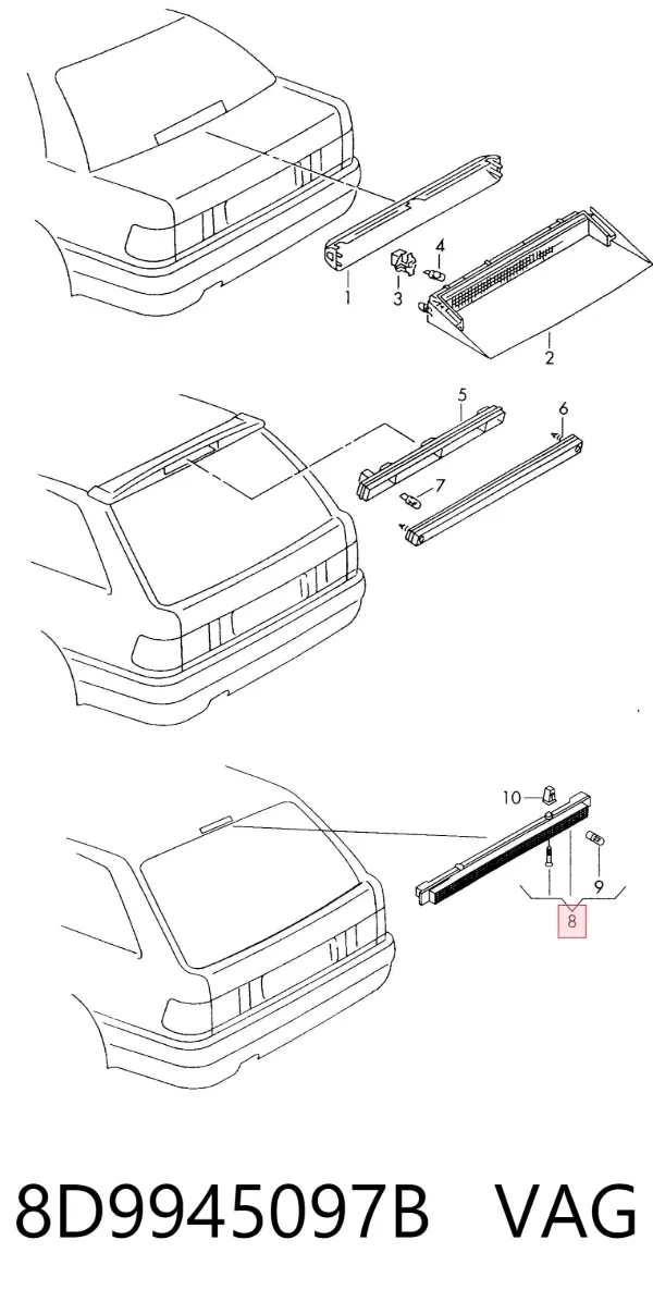 Lampa stop tylna dodatkowa Audi A3 8L1