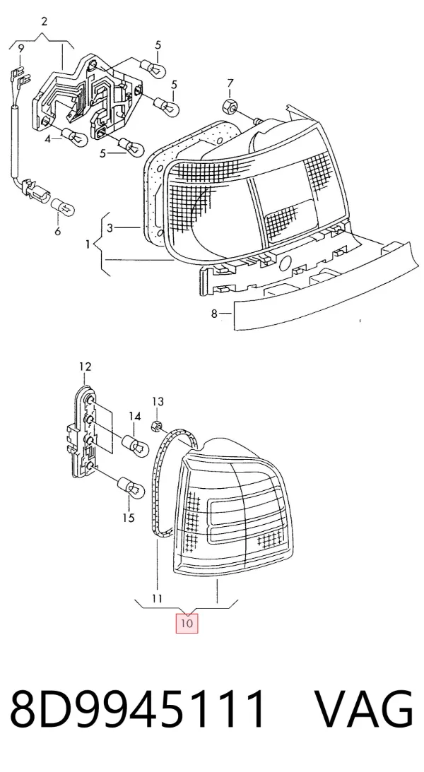 Lampa zespolona tylna lewa 8D9945111 VAG