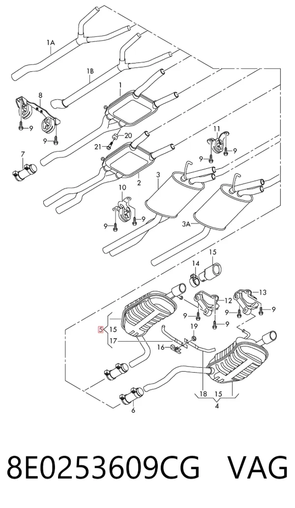 Tłumik, tylna część Audi A4 B6