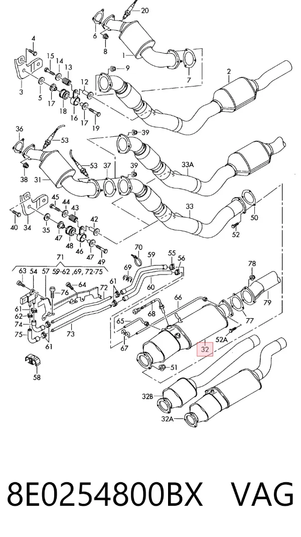 Konwerter-katalizator 8E0254800BX VAG