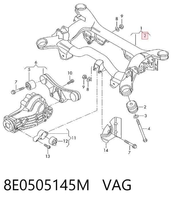 Silentblock tylnej belki 8E0505145M VAG