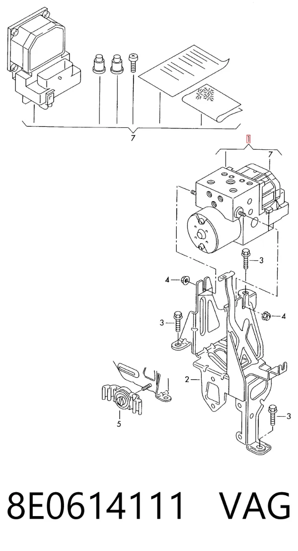 Sterownik ABS  hydrauliczny 8E0614111 VAG