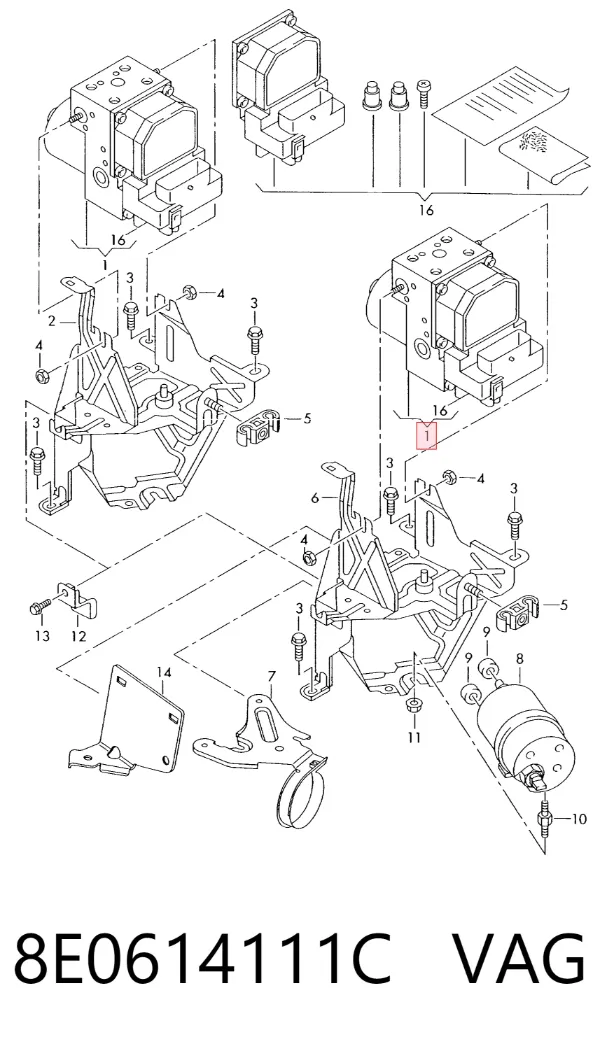 Sterownik ABS  hydrauliczny 8E0614111C VAG