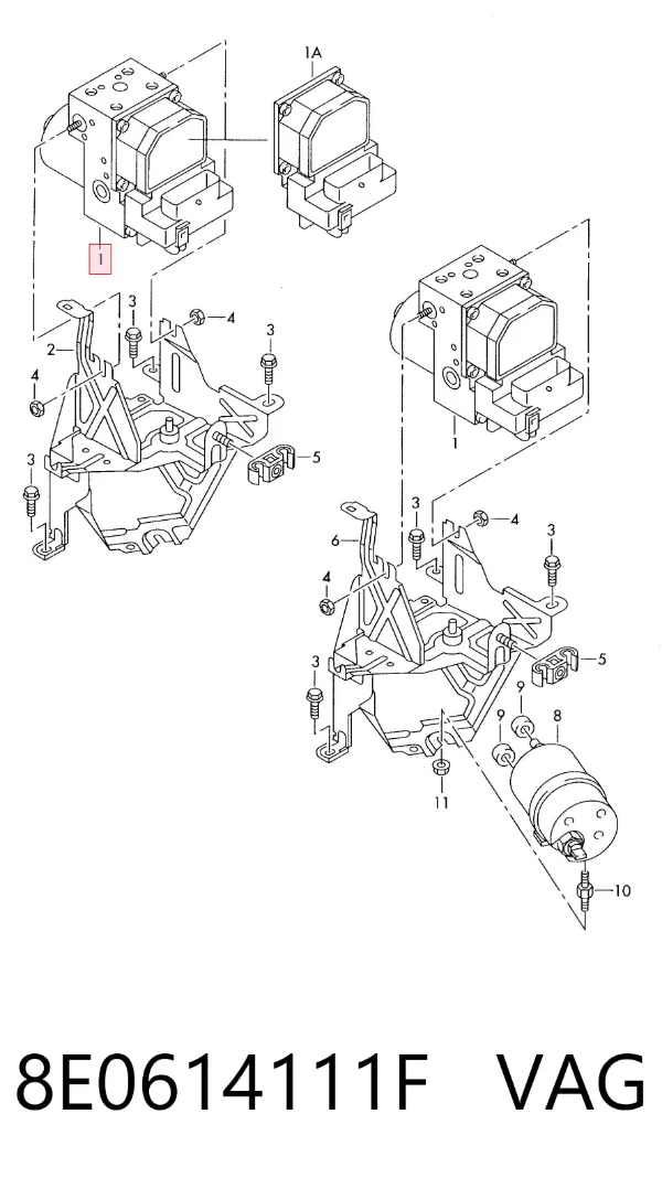 Sterownik ABS  hydrauliczny 8E0614111F VAG