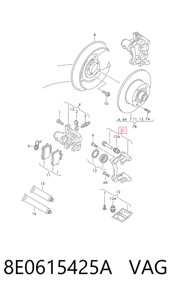 Jarzmo zacisku hamulcowego tylnego 8E0615425A VAG
