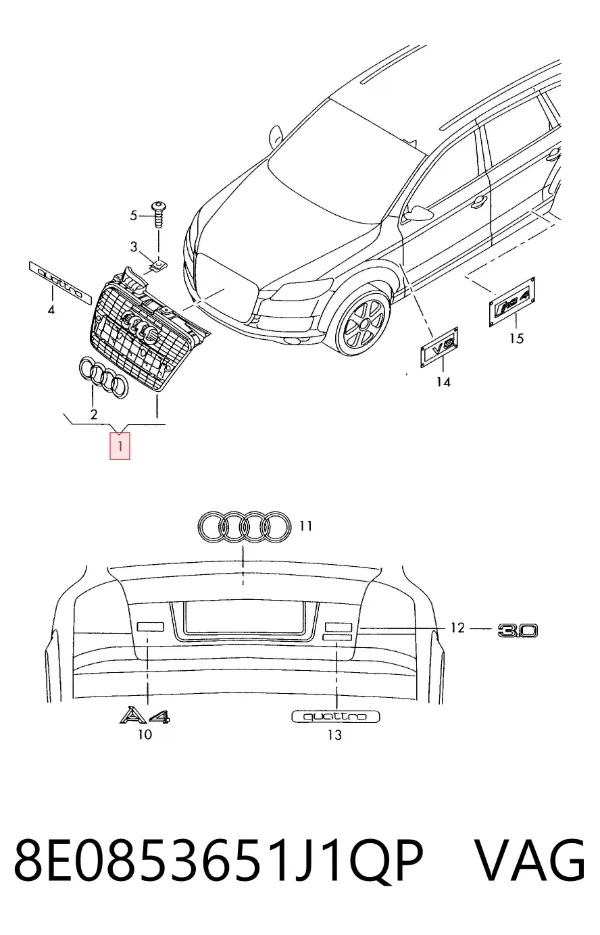 Atrapa chłodnicy Audi A4 B7