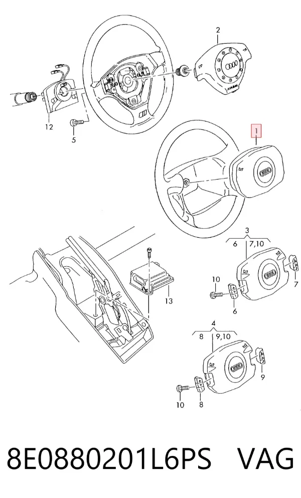 Poduszka powietrzna (Airbag) kierowcy 8E0880201L6PS VAG