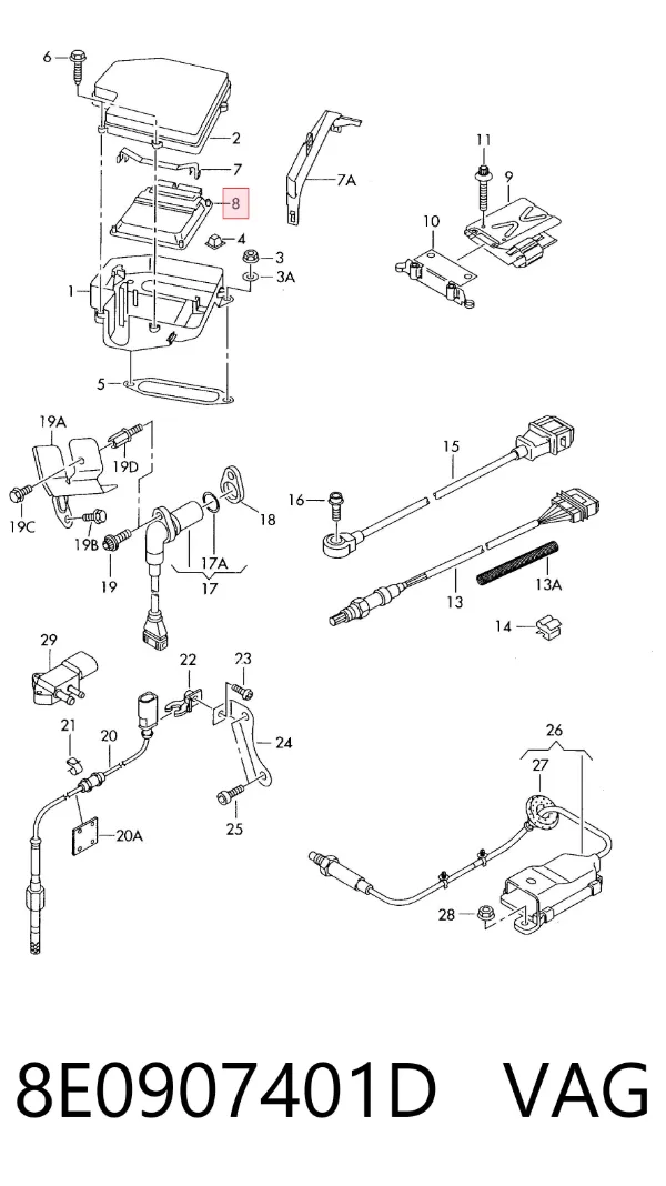 Sterownik silnika 8E0907401D VAG