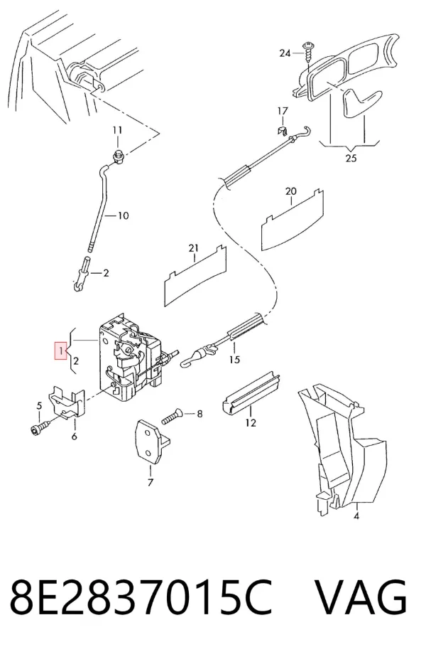 Zamek drzwi przednich lewych 8E2837015C VAG