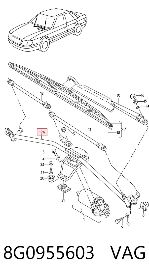 Mechanizm wycieraczek Audi 80 B3