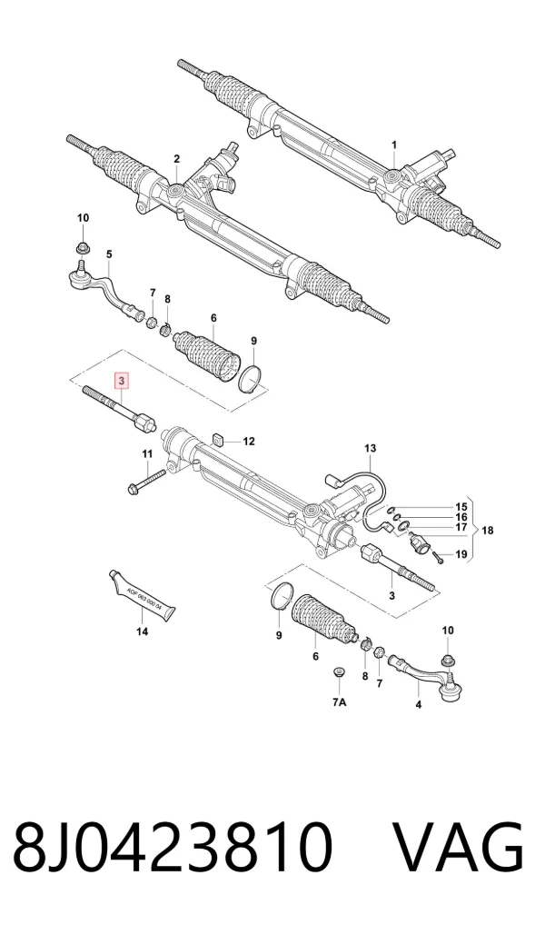 Drążek kierowniczy 8J0423810 VAG