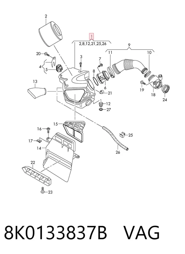 Obudowa filtra powietrza Audi A5 Sportback