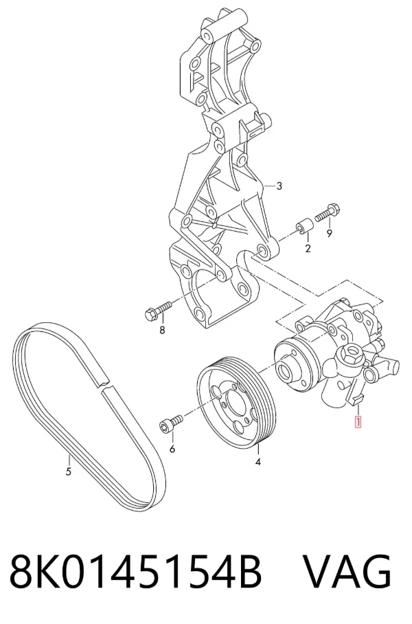 Pompa wspomagania hydraulicznego kierownicy 8K0145154B VAG