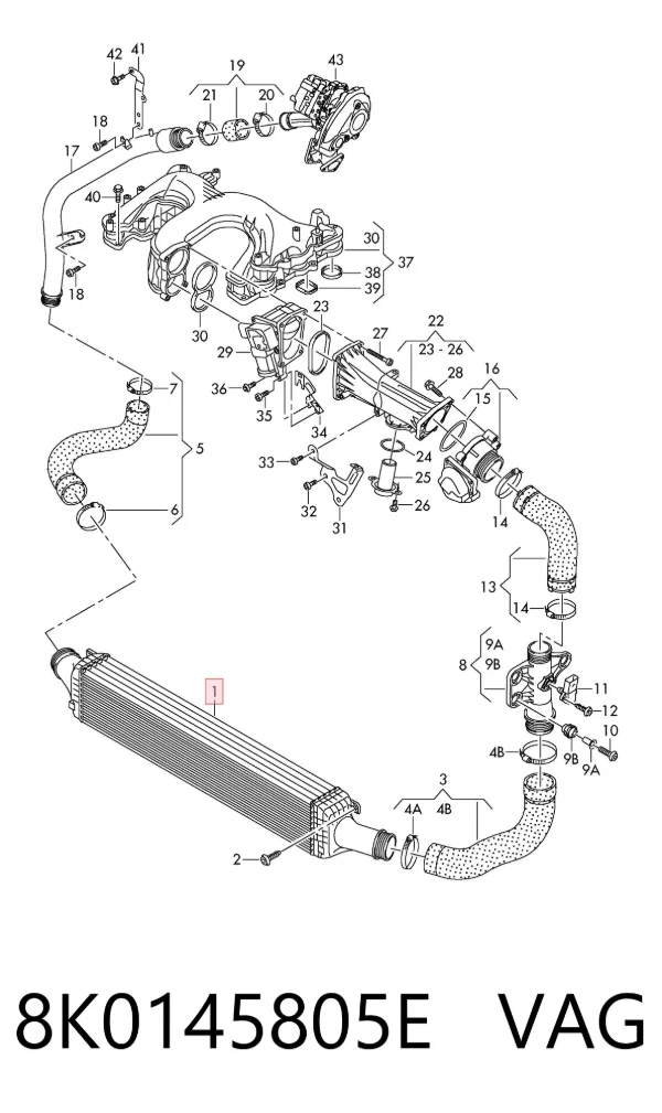 Chłodnica intercoolera 8K0145805E VAG