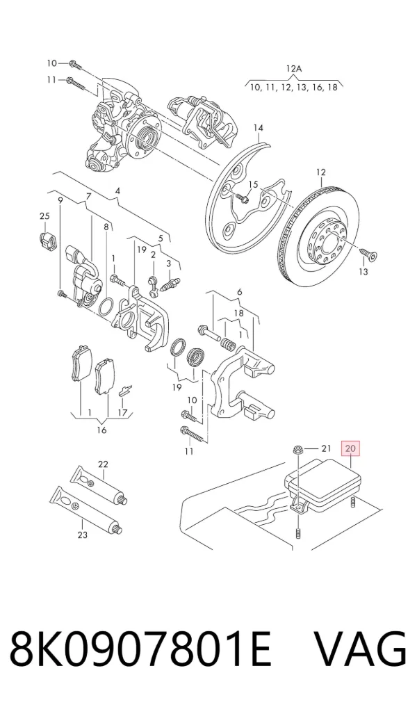 Sterownik elektromechanicznego hamulca postojowego (ręcznego) 8K0907801E VAG