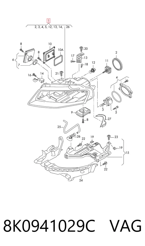 Reflektor lewy 8K0941029C VAG