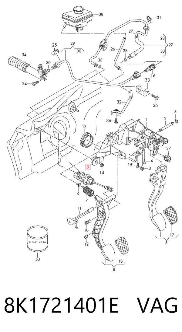 Cylinder sprzęgła główny 8K1721401E VAG